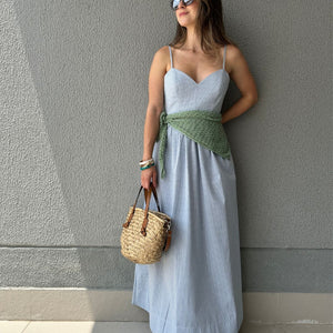 Vestido Amplo Alças Reguláveis Vichy Azul Mirtilo
