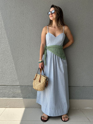 Vestido Amplo Alças Reguláveis Vichy Azul Mirtilo