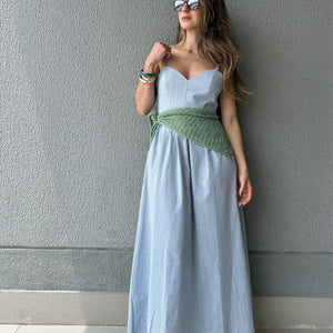 Vestido Amplo Alças Reguláveis Vichy Azul Mirtilo