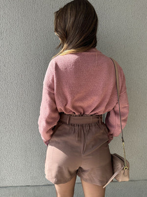 Short Alfaiataria Marrom com Faixa Gengibre