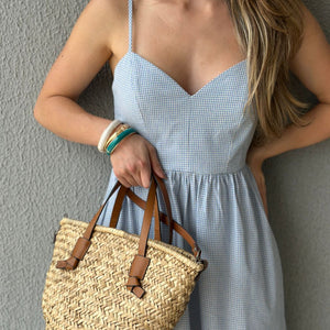 Vestido Amplo Alças Reguláveis Vichy Azul Mirtilo