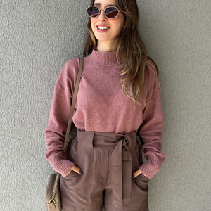 Short Alfaiataria Marrom com Faixa Gengibre