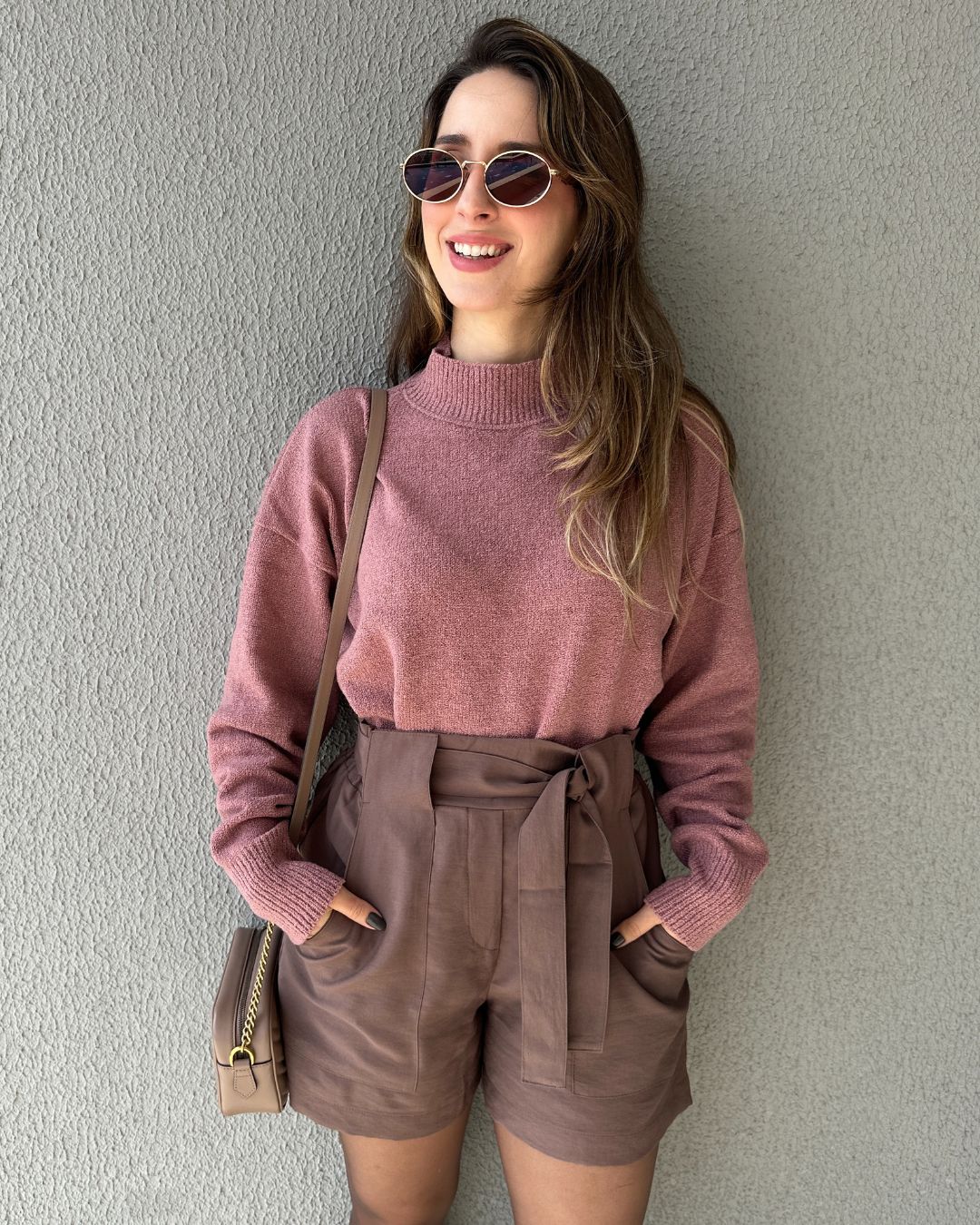 Short Alfaiataria Marrom com Faixa Gengibre