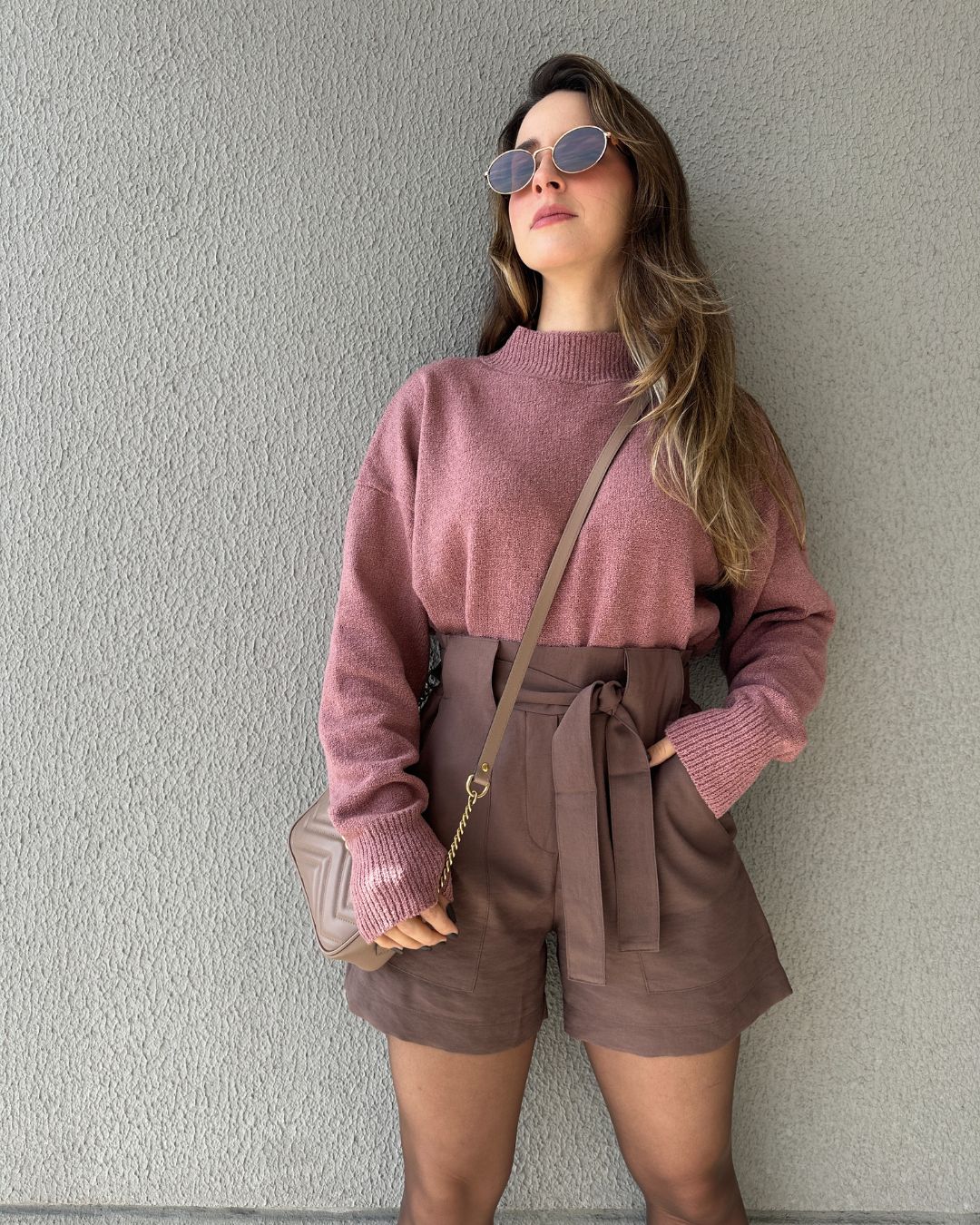 Short Alfaiataria Marrom com Faixa Gengibre
