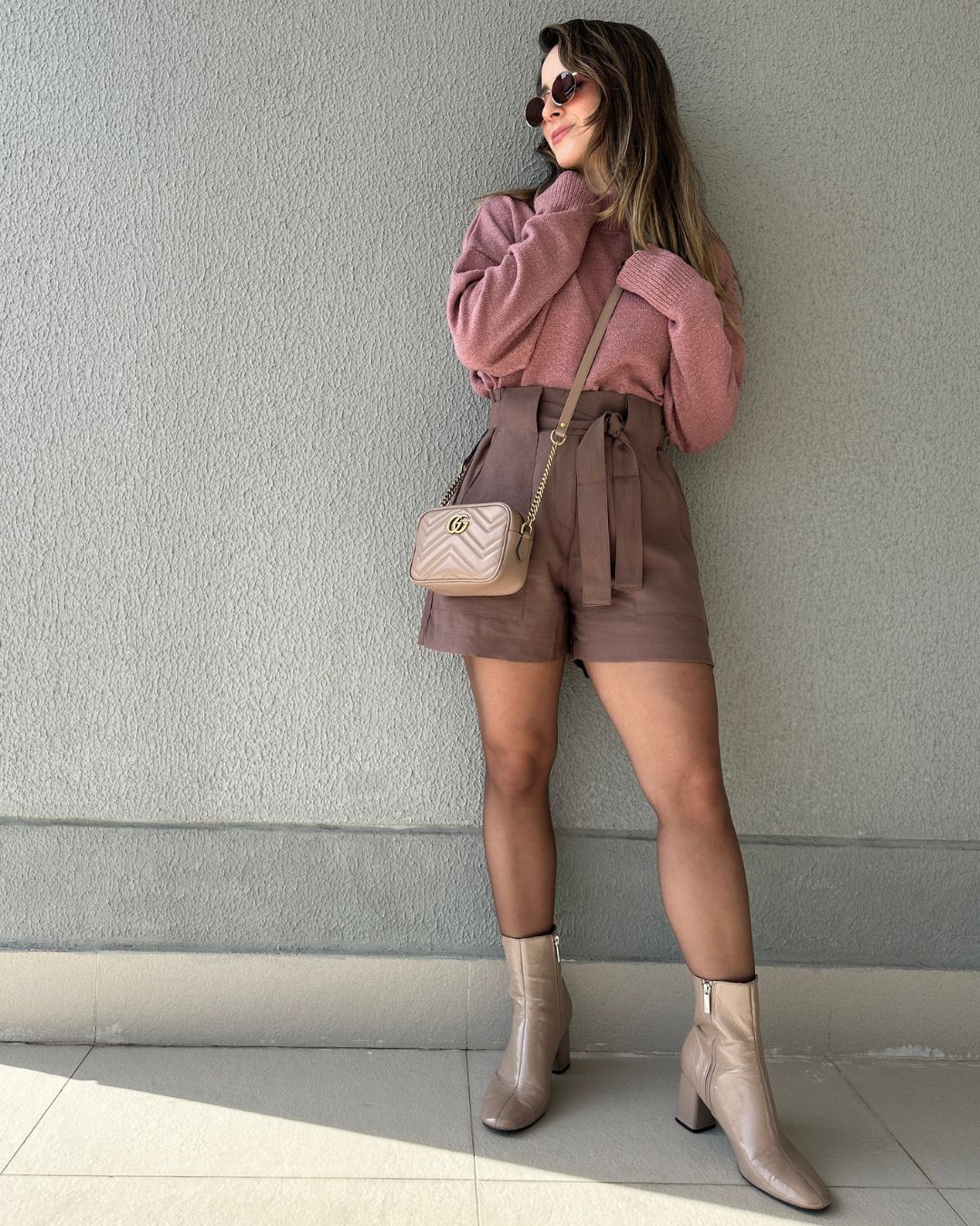 Short Alfaiataria Marrom com Faixa Gengibre