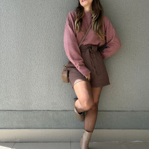 Short Alfaiataria Marrom com Faixa Gengibre