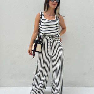 Conjunto com Listras Branco e Azul Abacaxi