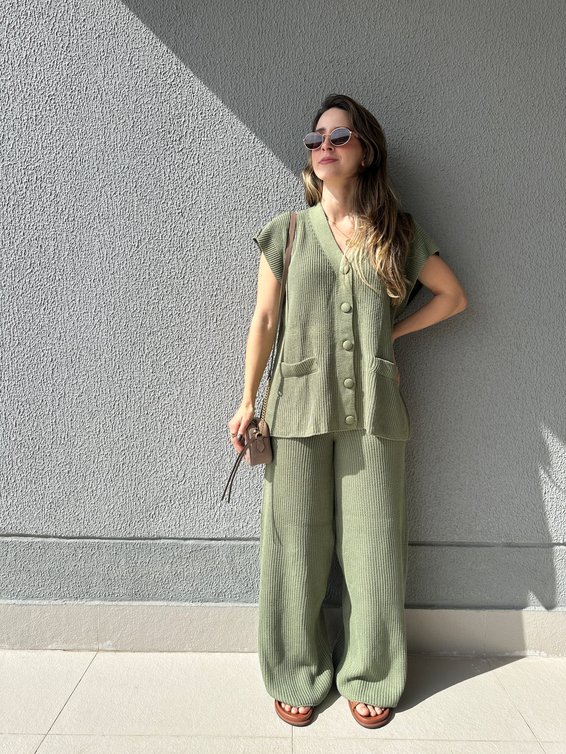 Conjunto Calça e Colete Pistache