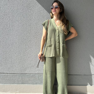 Conjunto Calça e Colete Pistache