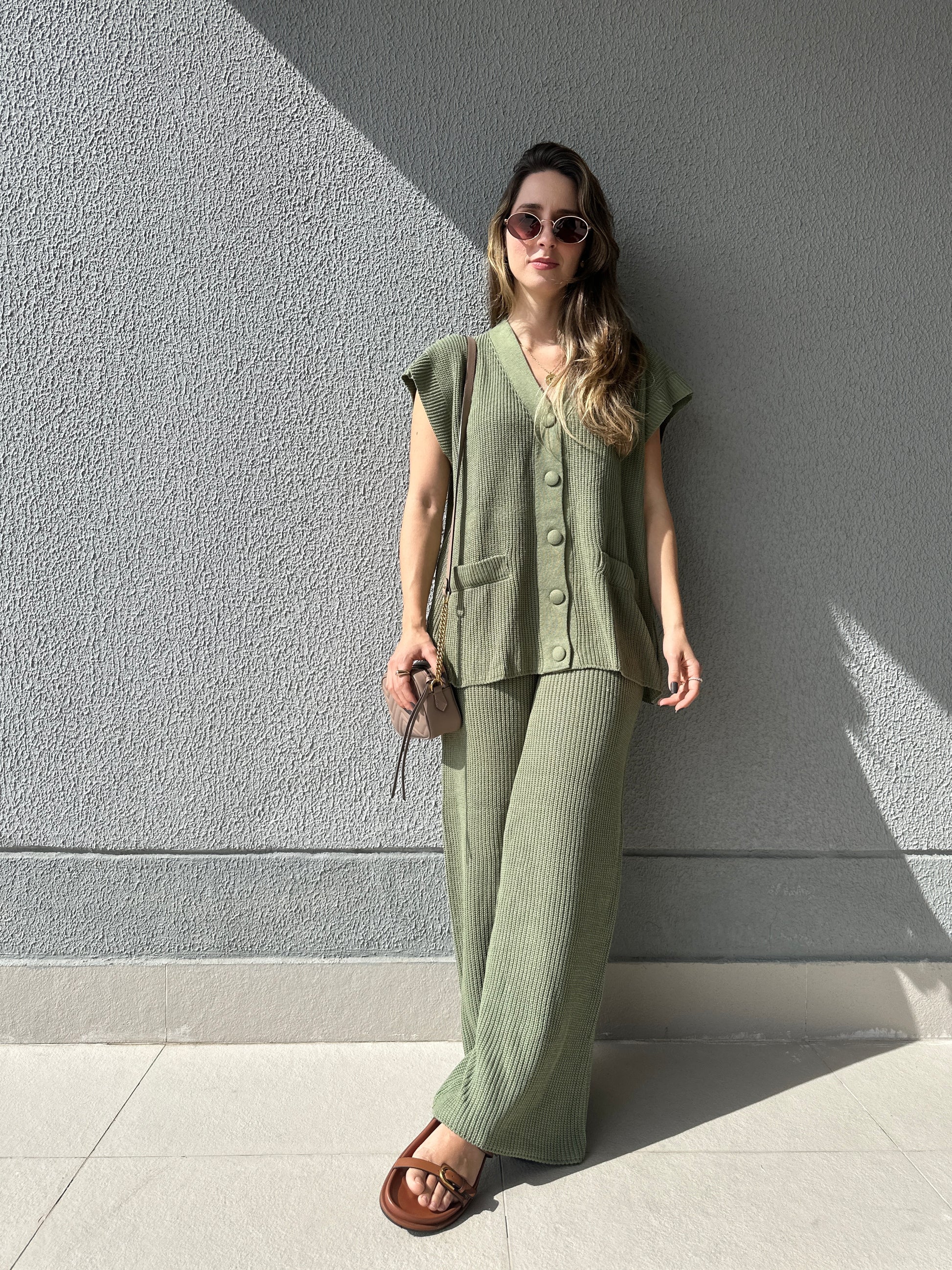Conjunto Calça e Colete Pistache