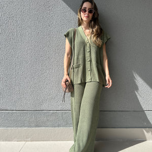 Conjunto Calça e Colete Pistache