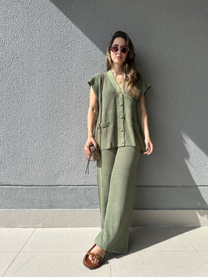 Conjunto Calça e Colete Pistache