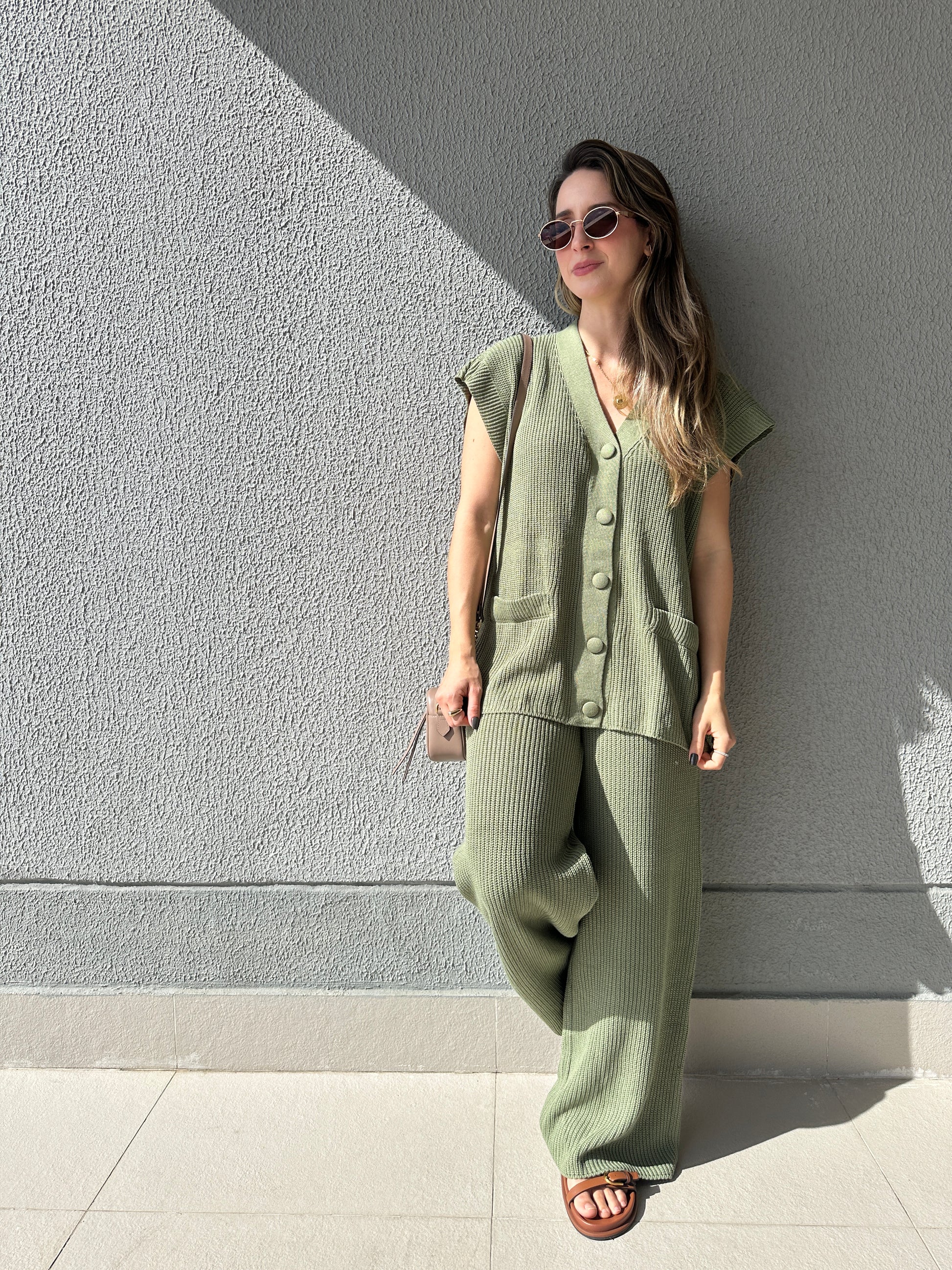 Conjunto Calça e Colete Pistache