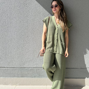 Conjunto Calça e Colete Pistache