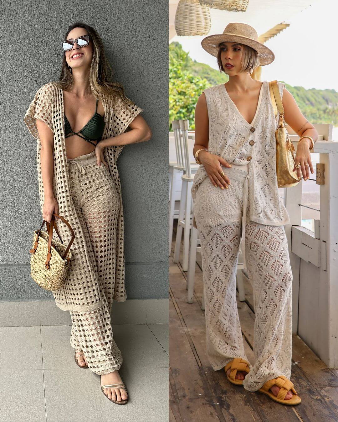 Kit 2 Conjuntos Tricot Cru: Saídas de Praia Elegantes