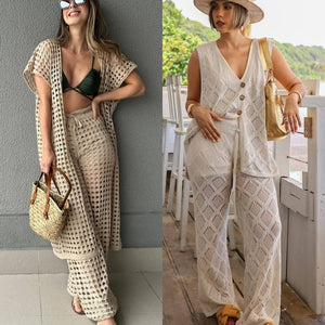 Kit 2 Conjuntos Tricot Cru: Saídas de Praia Elegantes