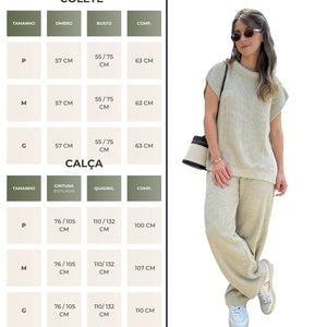Conjunto Calça e Colete Crú Lavanda
