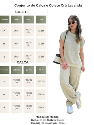Conjunto Calça e Colete Crú Lavanda
