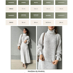 Conjunto Tricô Mescla Areia Orquídea