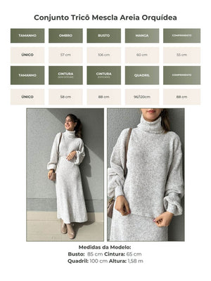 Conjunto Tricô Mescla Areia Orquídea