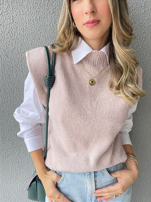 Colete Tricot ombros destacados Muscle rosé Avelã