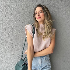 Colete Tricot ombros destacados Muscle rosé Avelã