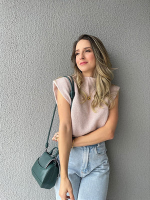 Colete Tricot ombros destacados Muscle rosé Avelã