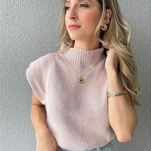 Colete Tricot ombros destacados Muscle rosé Avelã