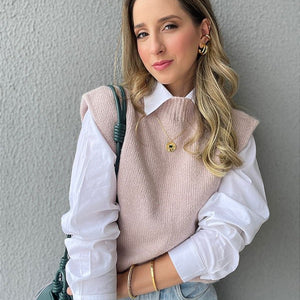 Colete Tricot ombros destacados Muscle rosé Avelã