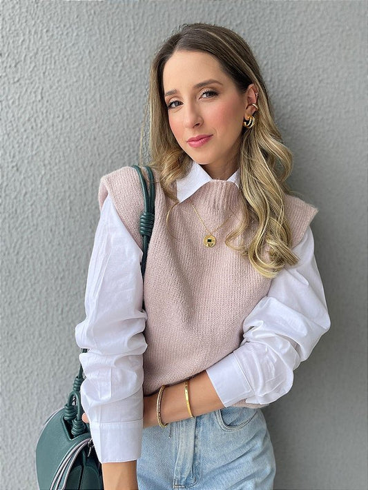 Kit Colete Rose Avelã +Camisa Branca Jasmim