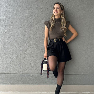 Short alfaiataria com bolso preto Alecrim
