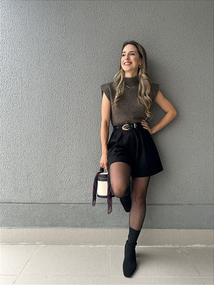 Short alfaiataria com bolso preto Alecrim