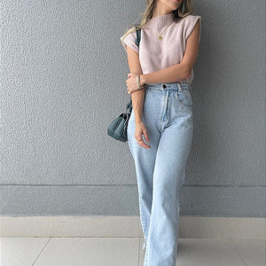 Colete Tricot ombros destacados Muscle rosé Avelã