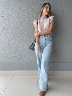 Colete Tricot ombros destacados Muscle rosé Avelã